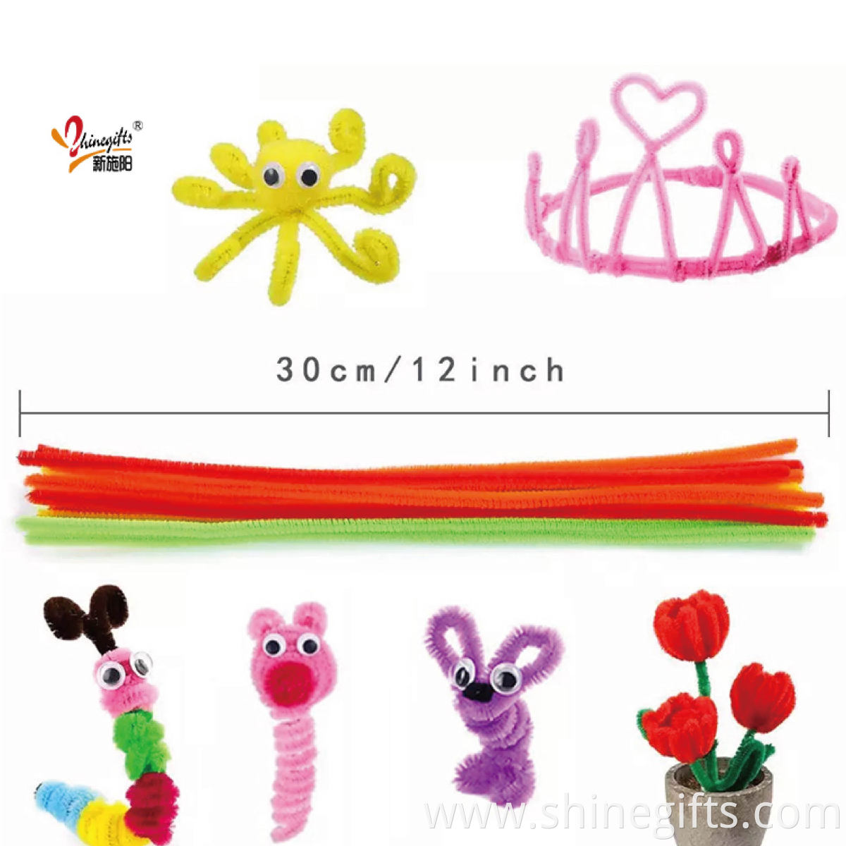 Diy Children Education Toy Single Color Chenille Stems Colorful Craft Chenille Stem Pipe Cleaners For Art